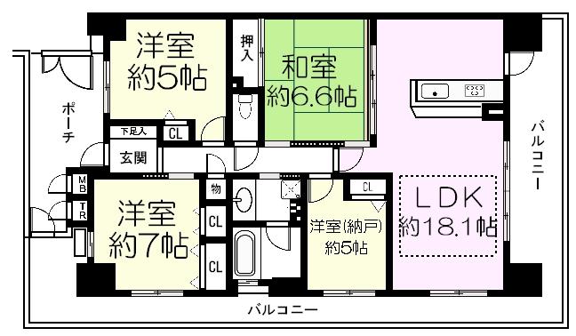 Floor plan. 3LDK + S (storeroom), Price 24.5 million yen, Occupied area 91.16 sq m , Balcony area 30.22 sq m
