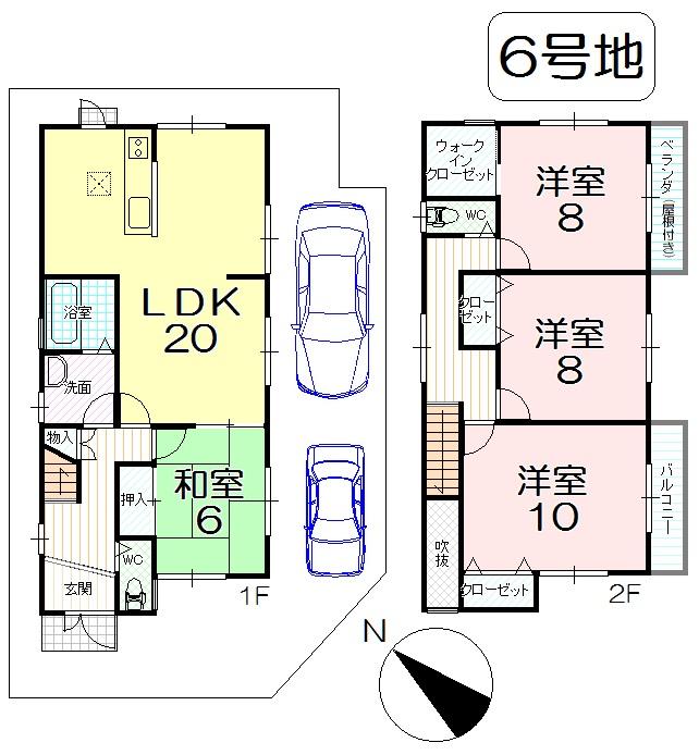 Floor plan. (No. 6 locations), Price 26,300,000 yen, 4LDK, Land area 125.35 sq m , Building area 119.07 sq m