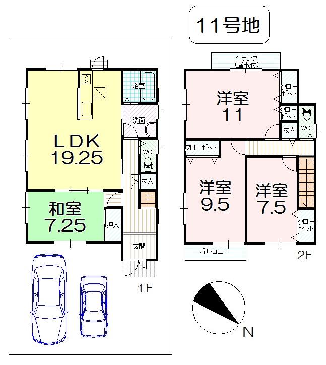 Floor plan. (No. 11 locations), Price 24 million yen, 4LDK, Land area 128.38 sq m , Building area 121.5 sq m