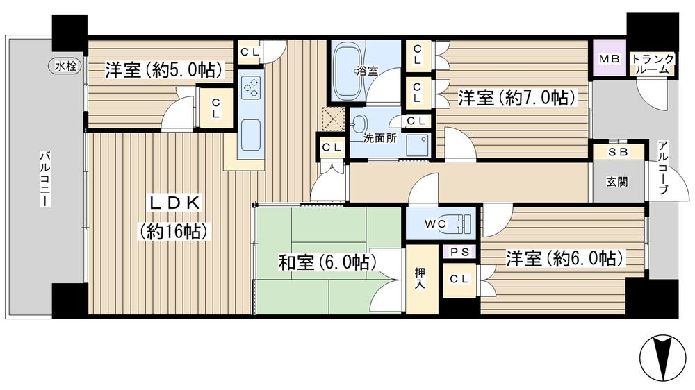 Floor plan. 4LDK, Price 27.3 million yen, Occupied area 85.27 sq m , Balcony area 12.8 sq m 4LDK! Occupied area 85.27 sq m !