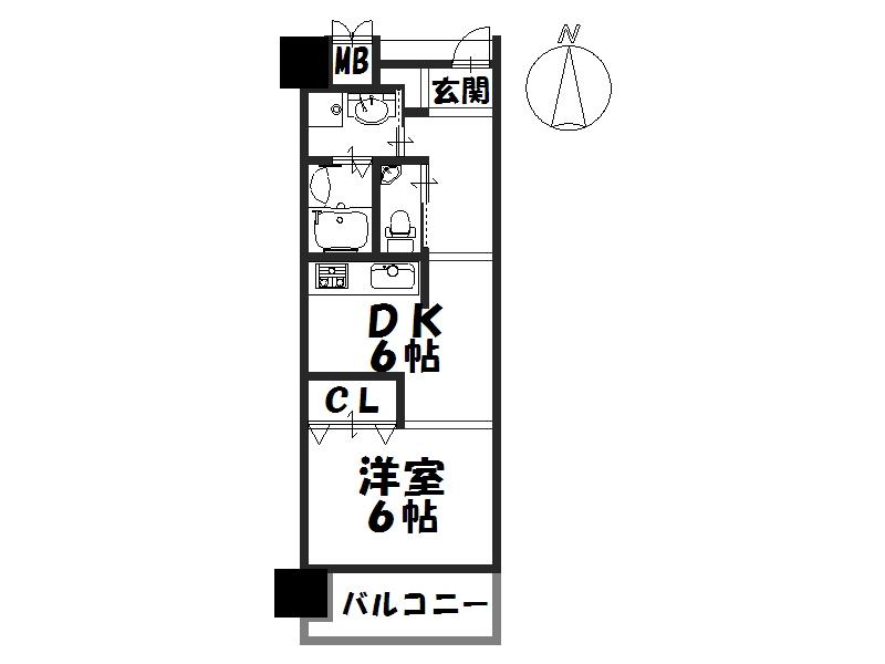 Floor plan. 1DK, Price 7.8 million yen, Footprint 36 sq m