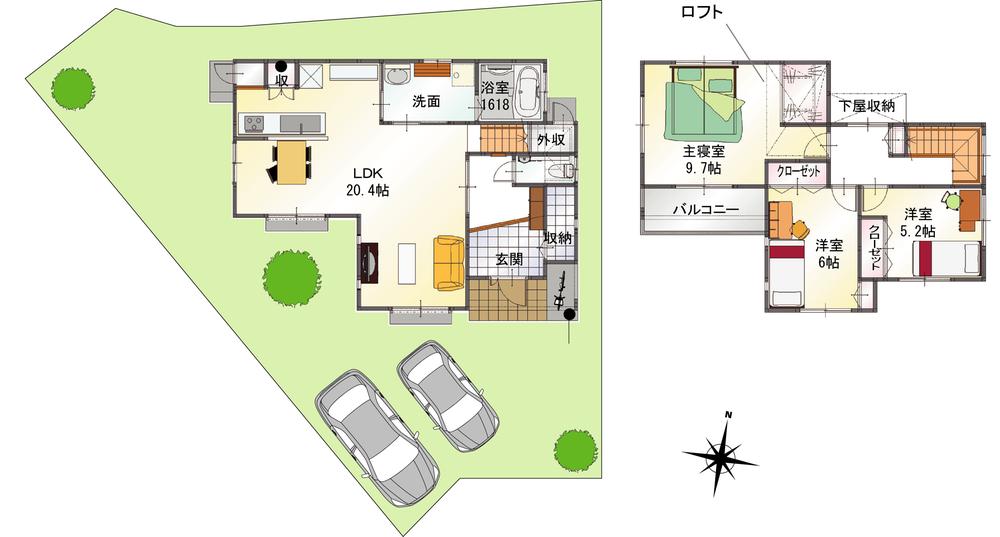 Floor plan. (4-5 No. land), Price 27,398,000 yen, 3LDK, Land area 182.69 sq m , Building area 106.4 sq m