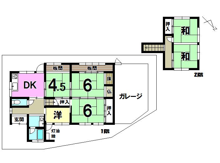 Floor plan. 10.2 million yen, 6DK, Land area 185.71 sq m , Building area 96.73 sq m