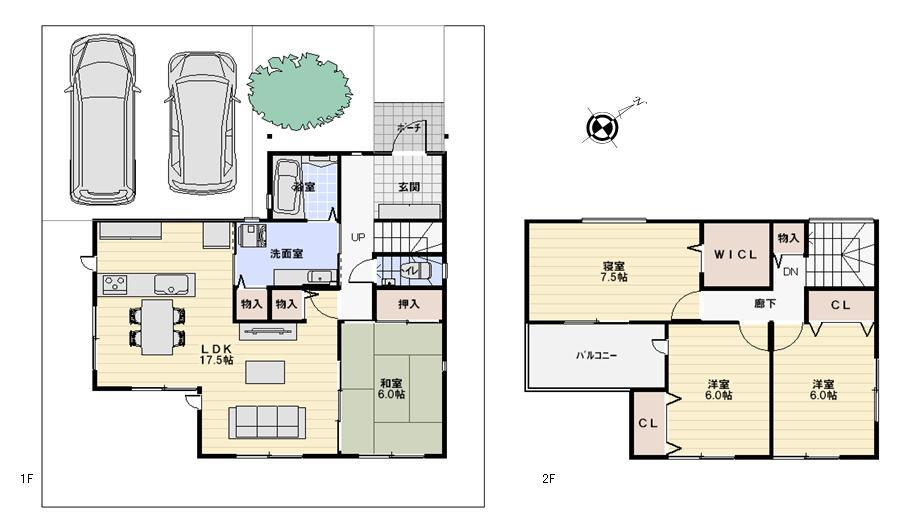 Floor plan. 27,700,000 yen, 4LDK, Land area 149.41 sq m , Building area 107.64 sq m