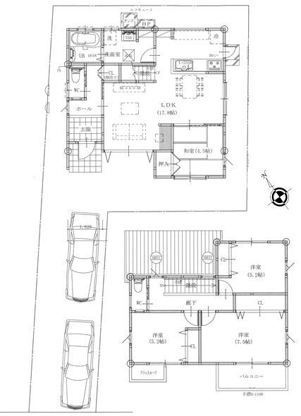 Building plan example (floor plan). Building plan example (No. 5 locations) selling price 2,580 yen, Building area 100.19 sq m