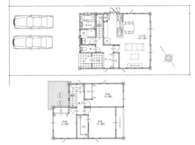 Compartment view + building plan example. Building plan example (Phase II No. 5 land plan) 3LDK + S, Land price 17,900,000 yen, Land area 169.17 sq m , Building price 10.6 million yen, Building area 93.56 sq m