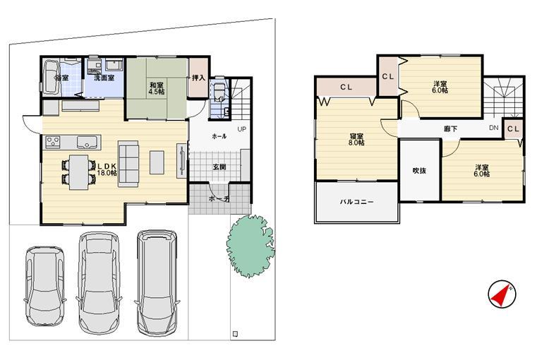 Floor plan. 27.3 million yen, 4LDK, Land area 157.19 sq m , Building area 102.59 sq m
