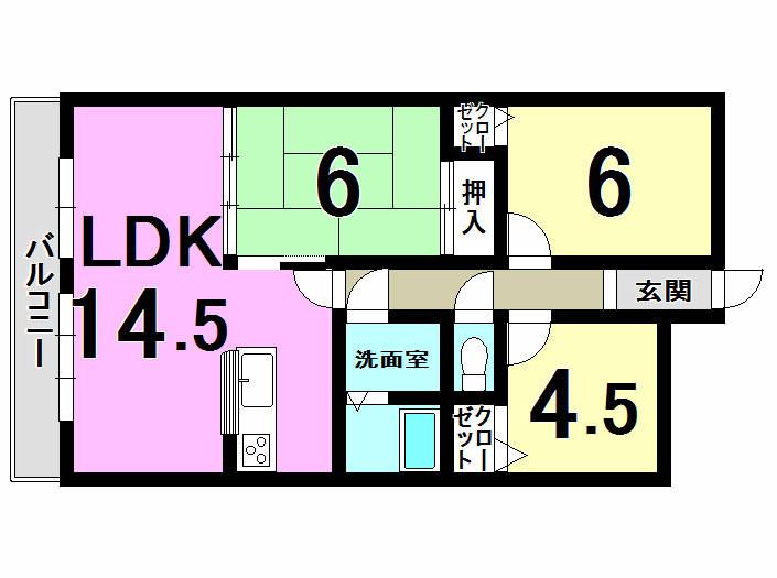 Floor plan. 3LDK, Price 12.6 million yen, Occupied area 65.92 sq m , Balcony area 9.91 sq m