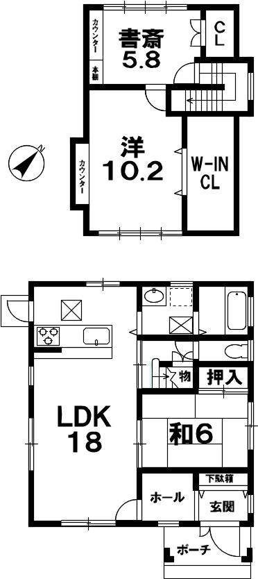 Floor plan. 27,800,000 yen, 2LDK+S, Land area 155.61 sq m , Building area 102.68 sq m