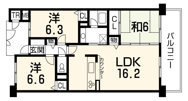 Floor plan. 3LDK, Price 19 million yen, Occupied area 75.84 sq m , Balcony area 11.88 sq m