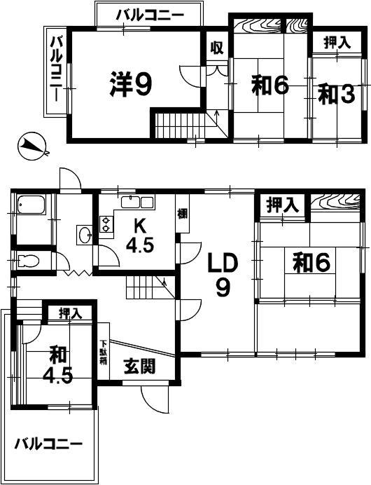 Floor plan. 9 million yen, 5LDK, Land area 169.95 sq m , Building area 133.05 sq m