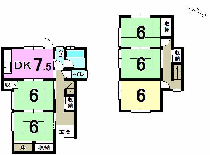 Floor plan. 7.8 million yen, 5DK, Land area 127.56 sq m , Building area 89.91 sq m floor plan