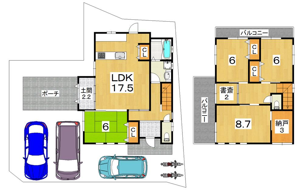 Floor plan. 36,800,000 yen, 4LDK + 2S (storeroom), Land area 171.44 sq m , Building area 117.58 sq m