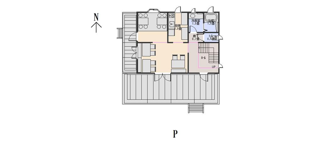 Floor plan. 9.8 million yen, 2LDK, Land area 367 sq m , Building area 82.82 sq m 1F Store ・ kitchen ・ toilet ・ bathroom ・ Wood deck