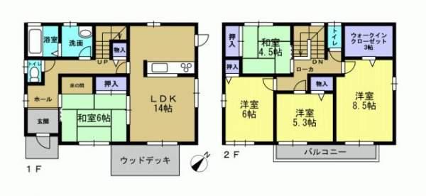 Floor plan. 19,800,000 yen, 5LDK+S, Land area 208.1 sq m , Building area 116.96 sq m