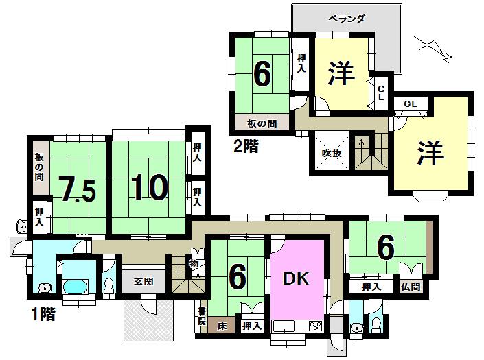 Floor plan. 36 million yen, 7DK, Land area 528.01 sq m , Building area 163.54 sq m