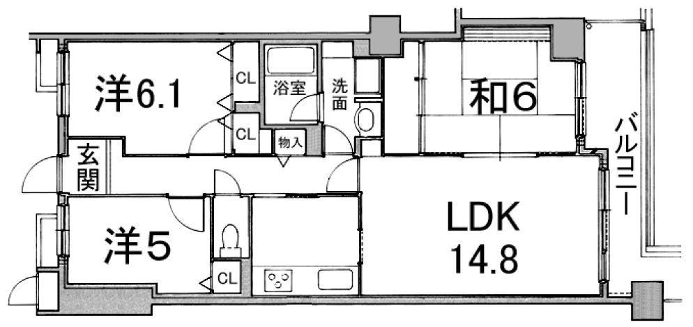 Floor plan. 3LDK, Price 11.9 million yen, Occupied area 73.34 sq m , Balcony area 9.19 sq m