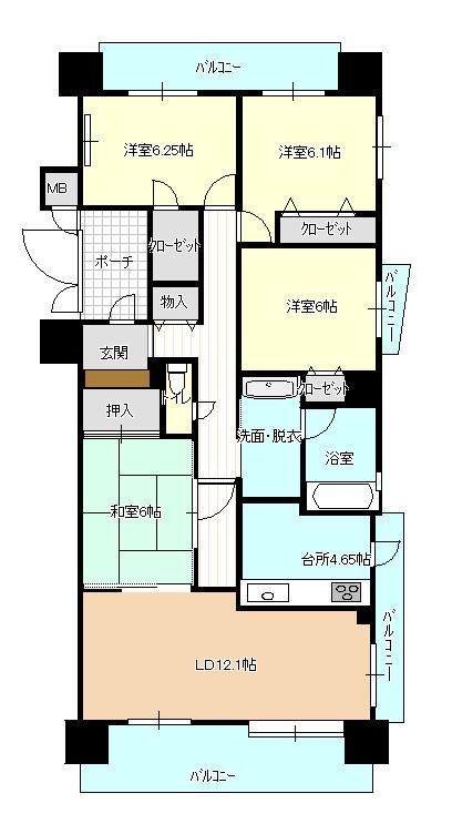 Floor plan. 4LDK, Price 17.5 million yen, Occupied area 82.62 sq m , Balcony area 22.25 sq m