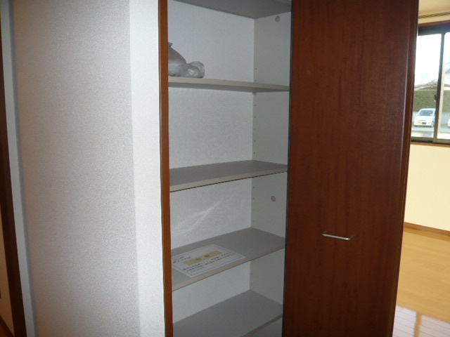 Receipt. Storage shelves of the corridor