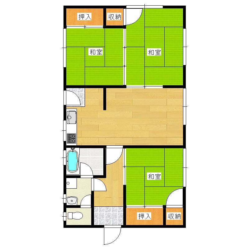 Floor plan. 9.8 million yen, 3DK, Land area 142.17 sq m , Building area 61.48 sq m