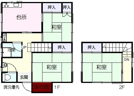 Floor plan. 6,290,000 yen, 3DK, Land area 198.7 sq m , Building area 70.57 sq m