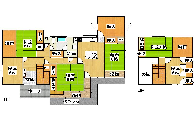 Floor plan. 24,800,000 yen, 6LDK + 3S (storeroom), Land area 321.92 sq m , Building area 179.48 sq m