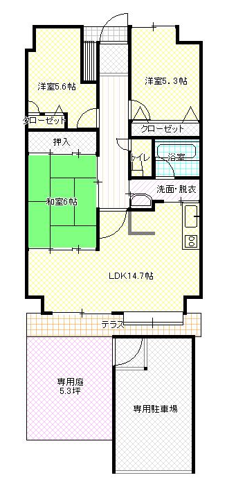Floor plan. 3LDK, Price 14.5 million yen, Occupied area 70.61 sq m , Balcony area 17.5 sq m