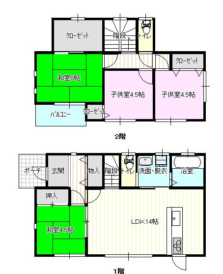 Floor plan. 23.5 million yen, 4LDK, Land area 204.72 sq m , Building area 107.5 sq m