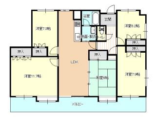Floor plan. 5LDK, Price 24 million yen, Footprint 108.13 sq m , Balcony area 19.8 sq m