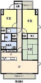 Floor plan. 3LDK, Price 12 million yen, Occupied area 71.65 sq m , Balcony area 12.16 sq m