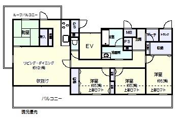 Floor plan. 4LDK, Price 24 million yen, Footprint 100.61 sq m , Balcony area 47.4 sq m