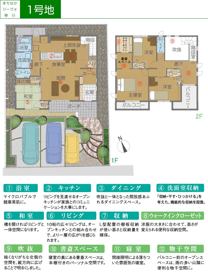 Floor plan. So we have drawn on the basis of the Plan view] drawings, Plan and the outer structure ・ Planting, such as might actually differ slightly from.  Also, 1F furniture ・ Although 2F Master Bedroom bed is included in the price, Other furniture, Car, etc. are not included in the price.