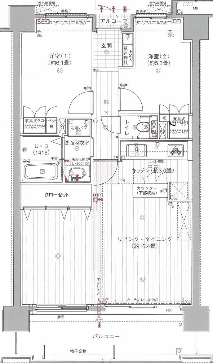 Floor plan. 2LDK, Price 16 million yen, Occupied area 67.04 sq m , Balcony area 12.25 sq m