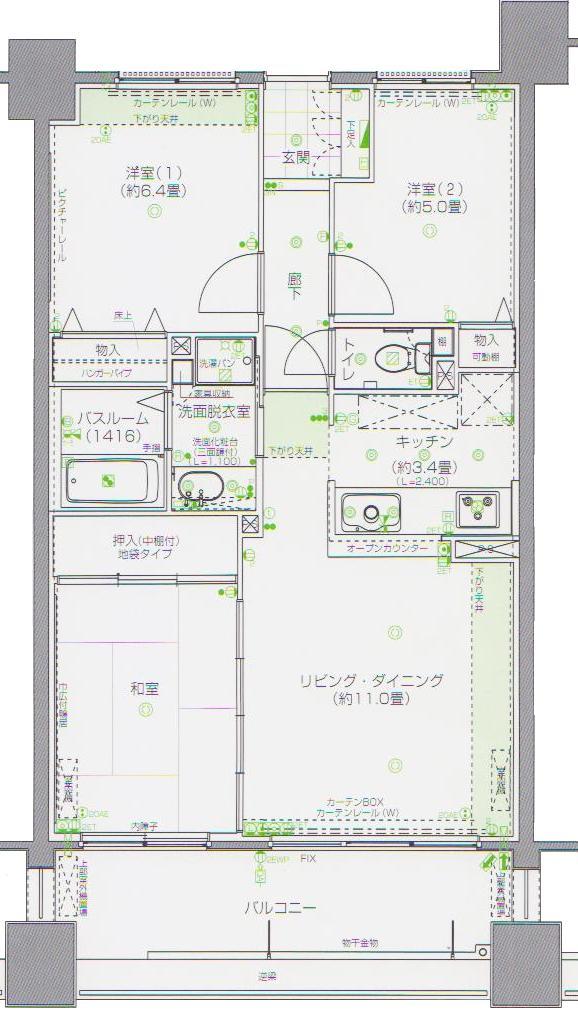 Floor plan. 3LDK, Price 18.5 million yen, Occupied area 68.64 sq m , Balcony area 13.2 sq m