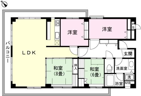 Floor plan. 4LDK, Price 11 million yen, Footprint 133.96 sq m