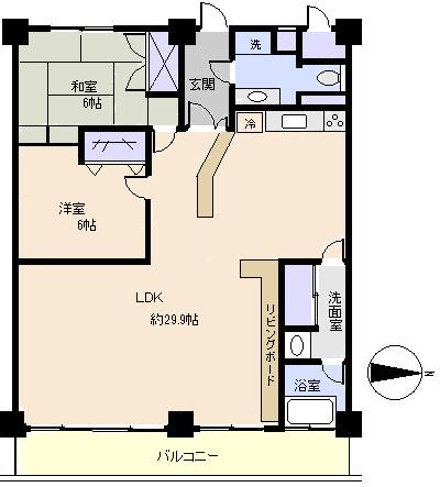 Floor plan. 2LDK, Price 15.5 million yen, Footprint 97.2 sq m , Balcony area 13.5 sq m
