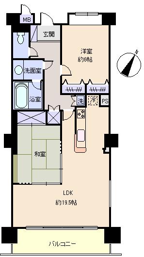 Floor plan. 2LDK, Price 24 million yen, Occupied area 75.48 sq m , Balcony area 10.72 sq m