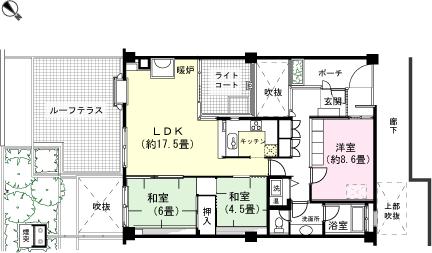 Floor plan. 3LDK, Price 12.8 million yen, Occupied area 93.36 sq m , Balcony area 28.11 sq m Floor