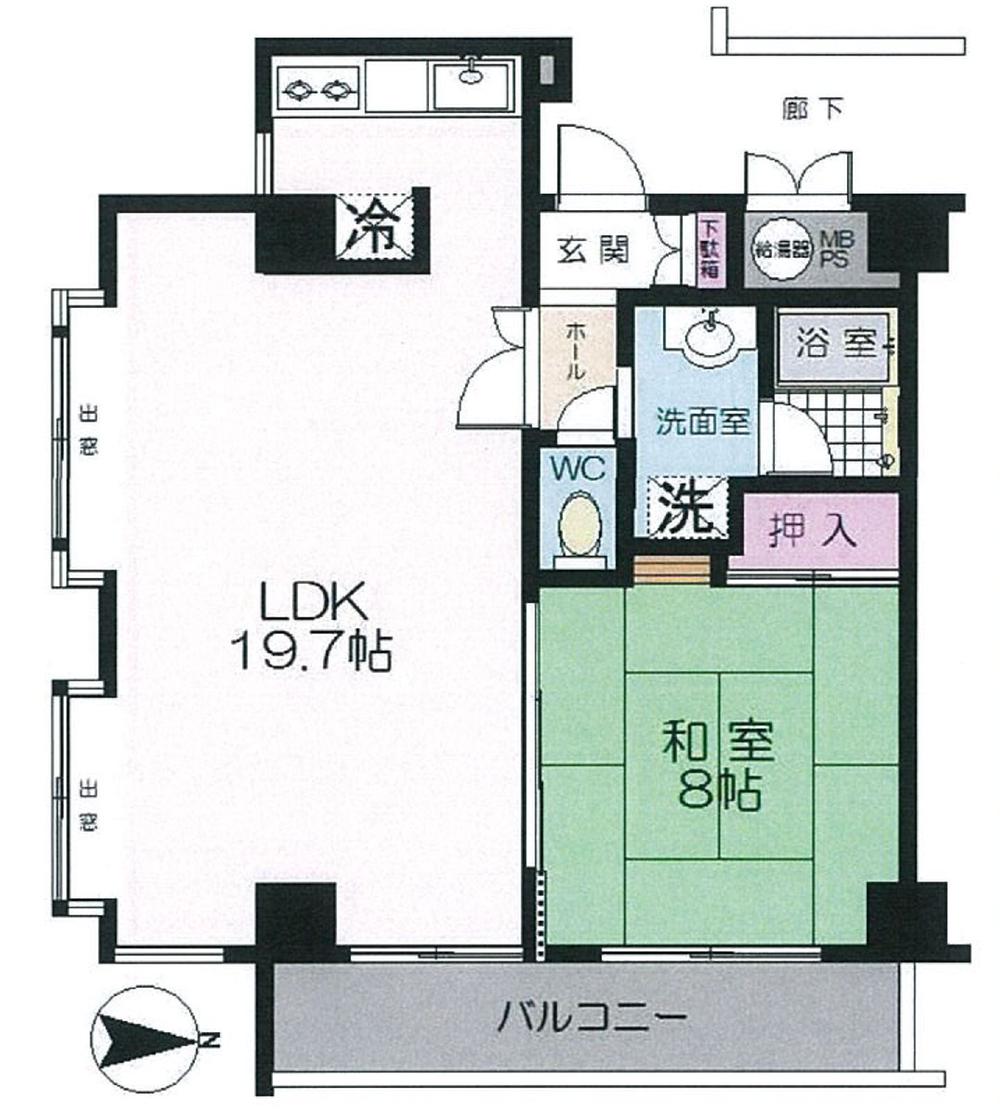 Floor plan. 1LDK, Price 3.5 million yen, Occupied area 58.05 sq m , Balcony area 7.2 sq m floor plan