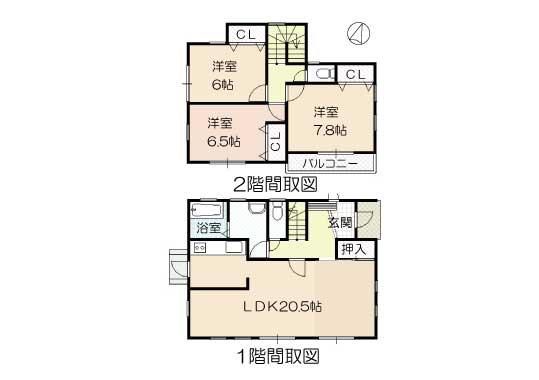 Floor plan. 22.5 million yen, 3LDK, Land area 165.23 sq m , Building area 99.16 sq m