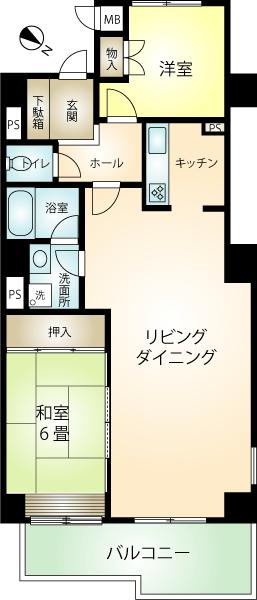 Floor plan. 2LDK, Price 7.3 million yen, Occupied area 70.29 sq m , Balcony area 9.27 sq m