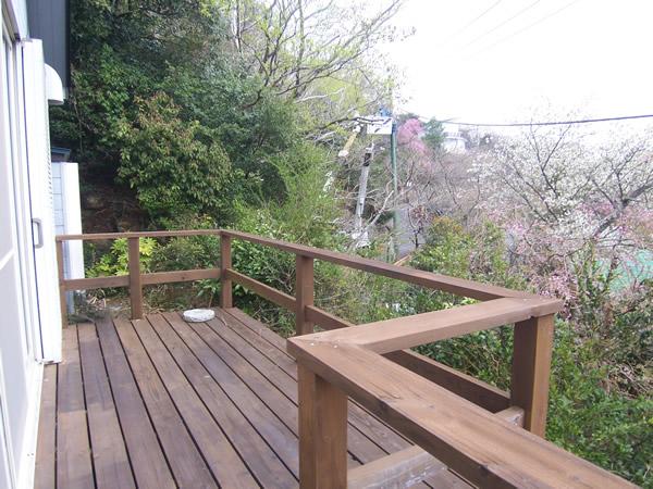 Balcony. Wood deck