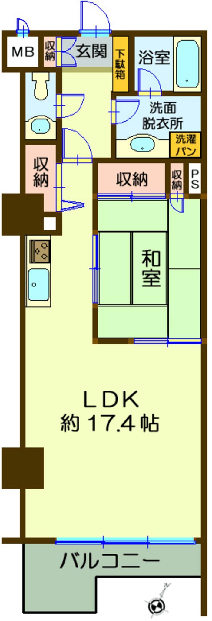 Floor plan. 1LDK, Price 3.9 million yen, Occupied area 55.35 sq m , Balcony area 5.76 sq m