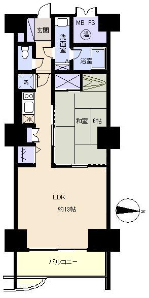 Floor plan. 1LDK, Price 7.5 million yen, Footprint 50.4 sq m , Balcony area 6.85 sq m