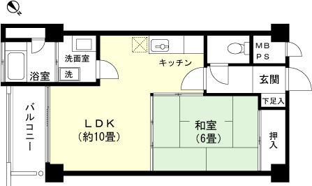 Floor plan. 1LDK, Price 2.8 million yen, Occupied area 40.07 sq m , Balcony area 3.66 sq m