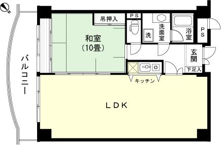 Floor plan. 1LDK, Price 4.8 million yen, Footprint 72 sq m , Balcony area 11.42 sq m