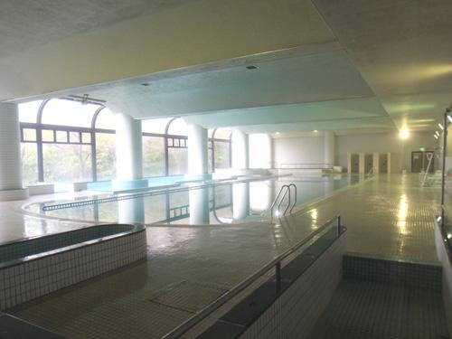 Parking lot. Large indoor pool