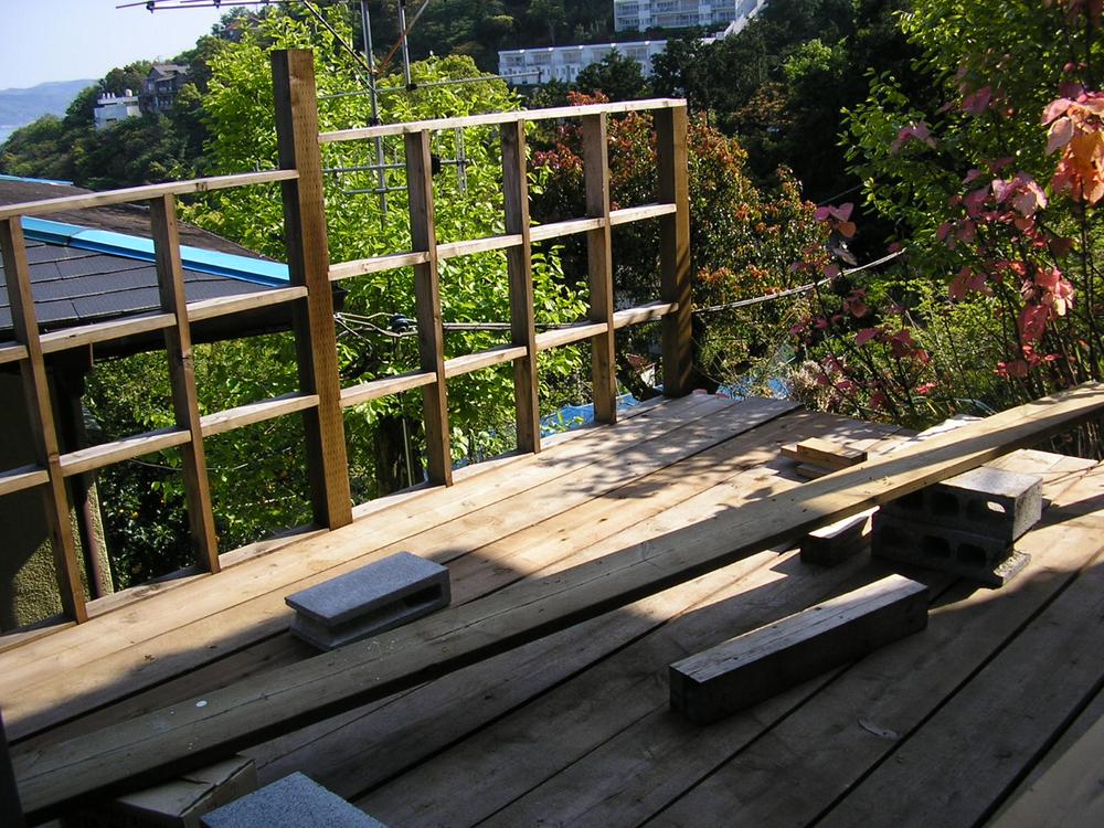 Balcony. Wood deck during fabrication