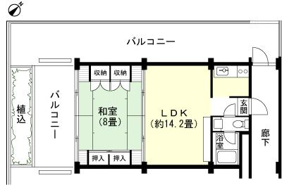 Floor plan. 1LDK, Price 1.2 million yen, Occupied area 50.22 sq m