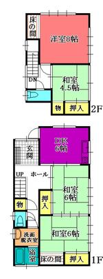 Floor plan. 9.8 million yen, 4DK, Land area 225.44 sq m , Building area 82.8 sq m